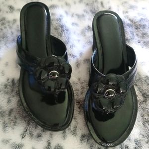 Coach size 8 Black wedge Poppy Sandals